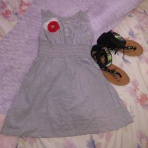 Like New Carters Girls Navy & White Striped Dress